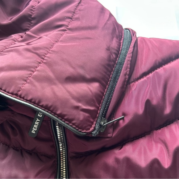 Perry Ellis Portfolio Purple Puffer Jacket with Leopard Print Lining - Picture 12 of 14